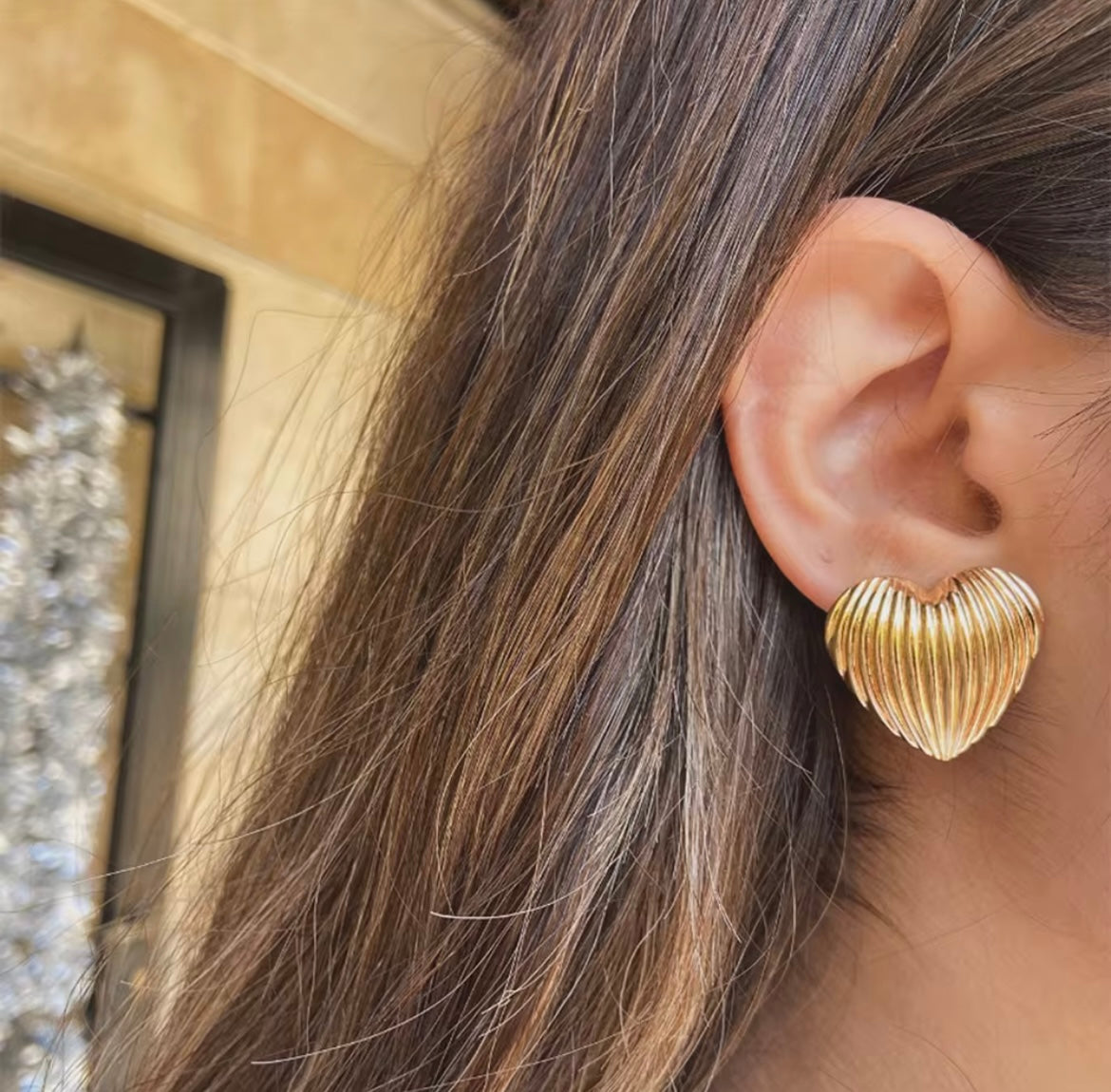 Solid Heart Korean Earring